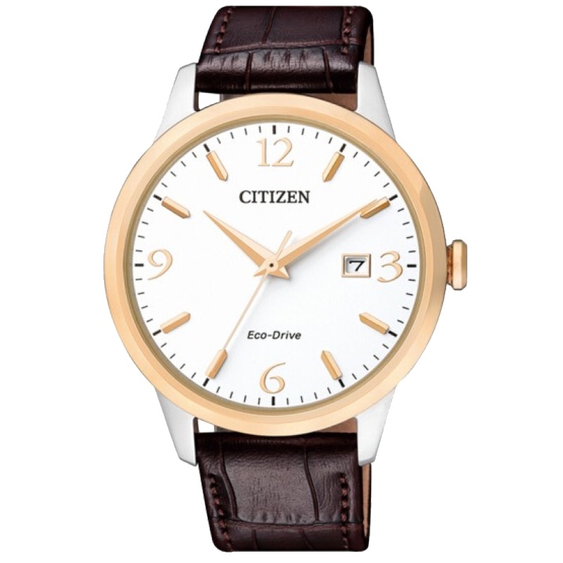 国行 西铁城(CITIZEN)手表 光动能商务休闲小牛皮带间金 男士腕表 BM7304-16A