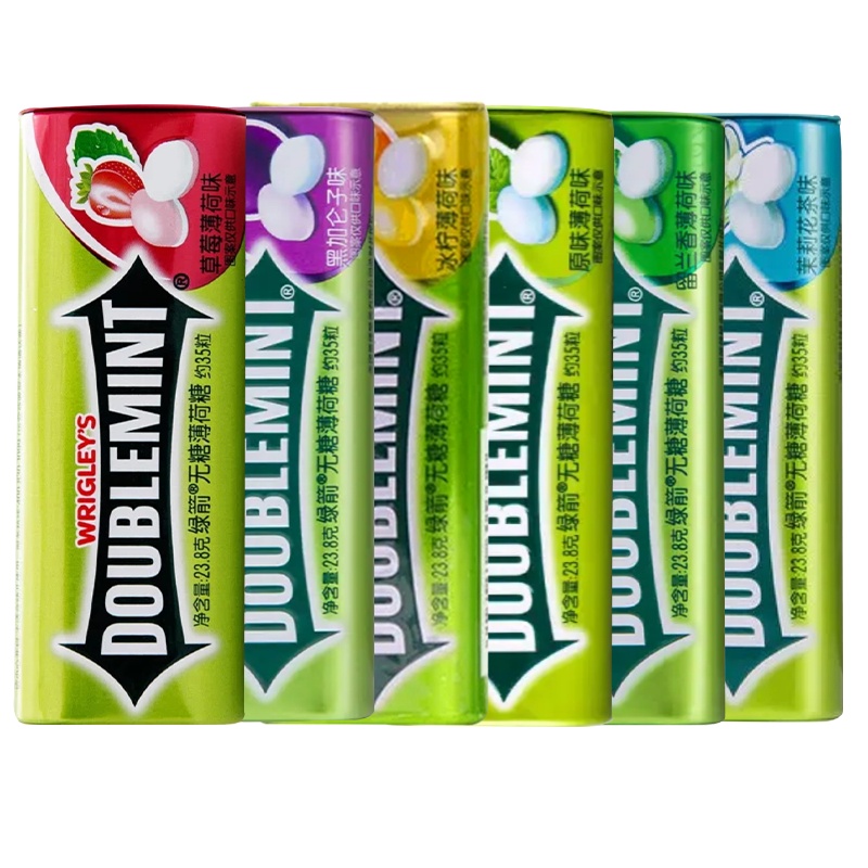 绿箭无糖薄荷糖草莓茉莉花留兰香原味薄荷便携铁盒装23.8g约35粒