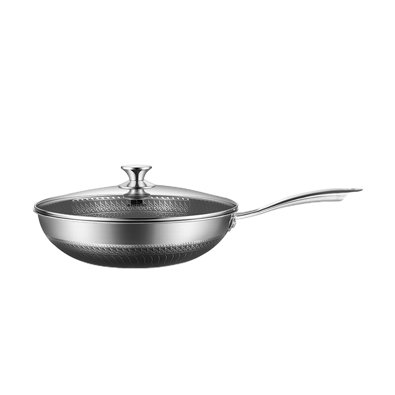 三禾双面蜂窝不锈钢不粘炒锅   GC32B3