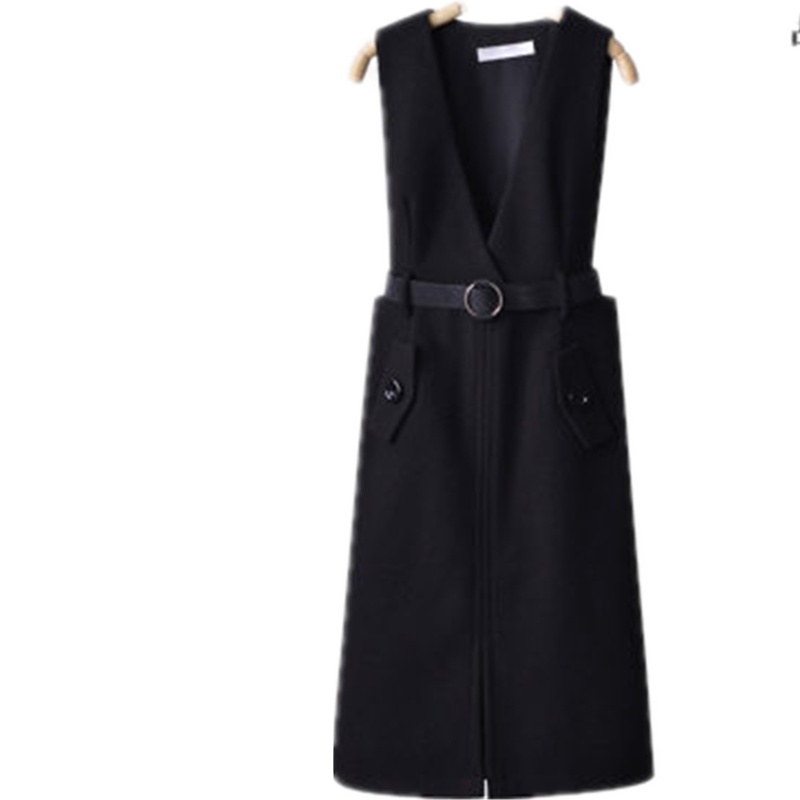 2019冬季新款修身背心裙背带裙中款A字裙