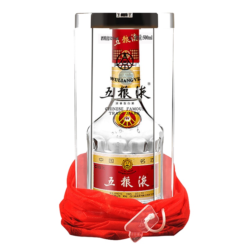 五粮液WULIANGYE 52度 五粮液水晶装 500ml 浓香型白酒 (2018年原开箱)