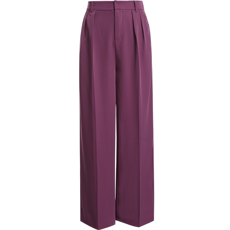 欧昵雪拖地阔腿西裤橡筋高腰显瘦直筒长裤垂感休闲裤女