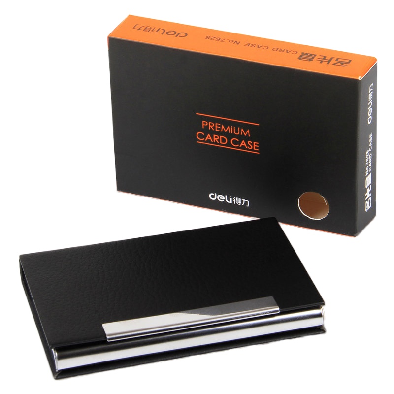 得力(deli)7628 便携商务名片盒 男女办公皮面名片夹 办公用品