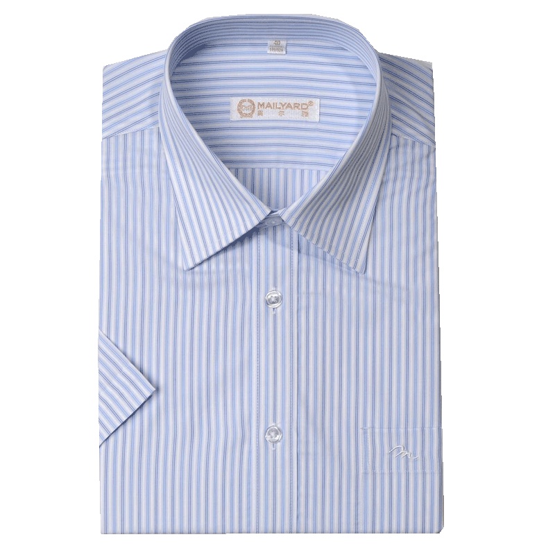 美尔雅(MAILYARD)短袖衬衫 商务男士条纹衬衣 男式免烫衬衣棉 071