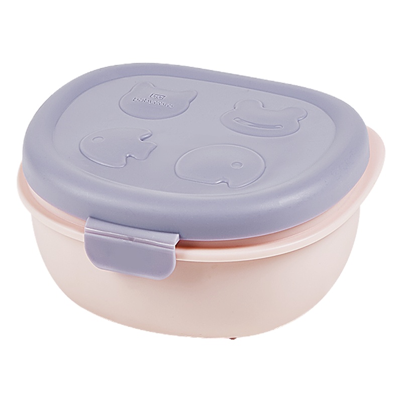 babycare宝宝外出便携吃饭套装婴儿吸盘碗儿童餐具勺剪双碗套装加纳紫