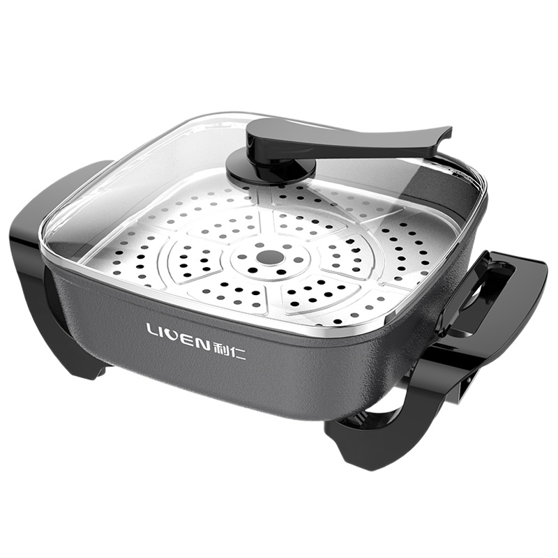 利仁（Liven）DHG-651电火锅家用大容量多用电煮锅电锅多功能电炒蒸煮一体式火锅6.5L容量送蒸屉