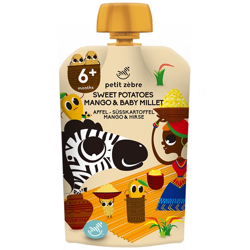 小马斑斑(Petit Zèbre)婴幼儿二段辅食 甜薯芒果小米早晚餐包欧洲原装进口果泥100g(6个月以上适用)