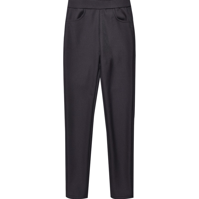 娅丽达女裤黑色加绒打底裤女2019秋冬新款显瘦弹力小脚魔术裤I4046