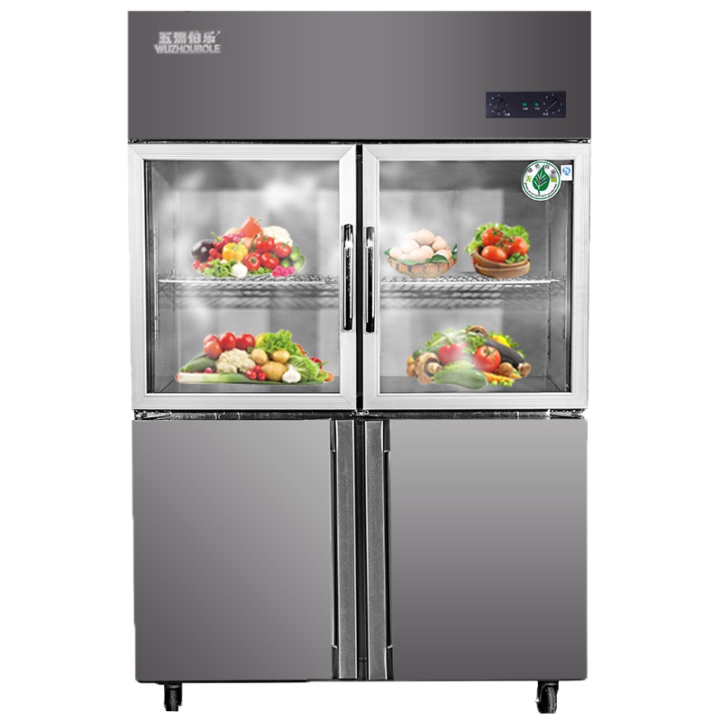 五洲伯乐(WUZHOUBOLE)CF-1200A铜管厨房冰箱 870升四门厨房柜立式冷柜 双温保鲜冷藏冷冻柜商用点菜冰柜
