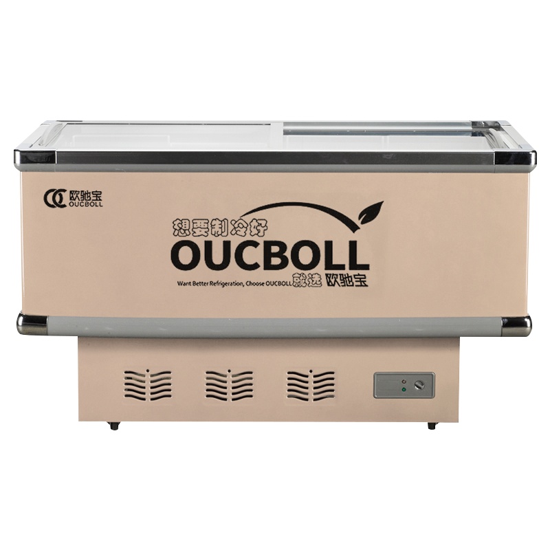 欧驰宝(OUCBOLL) 550升 推拉门 岛柜 商用冷藏冷冻展示柜 卧式冷柜 肉食海鲜柜 速冻商用冰柜