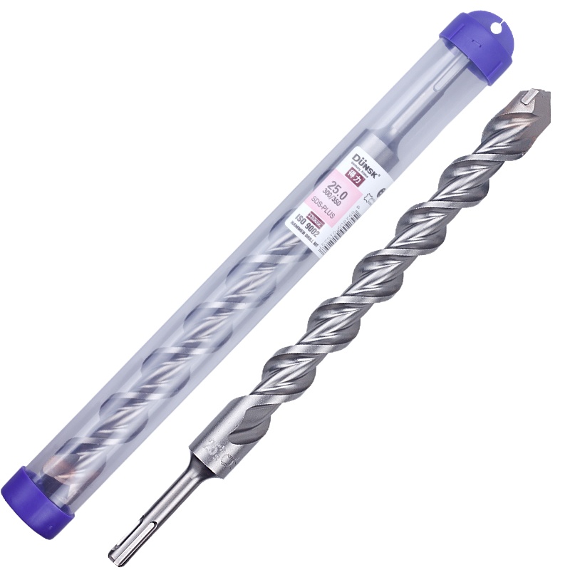 得力 进口坑钻 电锤钻头 四坑两刃钻嘴 25x300x350mm 圆柄两坑两槽冲击穿墙钻咀