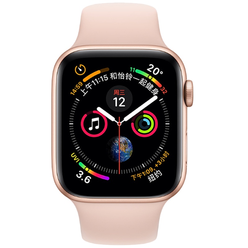 [专注运动与健康]苹果Apple Watch Series 4 智能手表GPS款 金色铝金属表壳搭配浅粉红色运动型表带 40mm MU682ZP/A