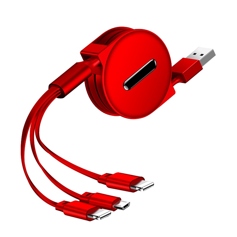 苏宁极物 伸缩1.1M三合一数据线 DX0097 便携快充线万能通用充电线(条)