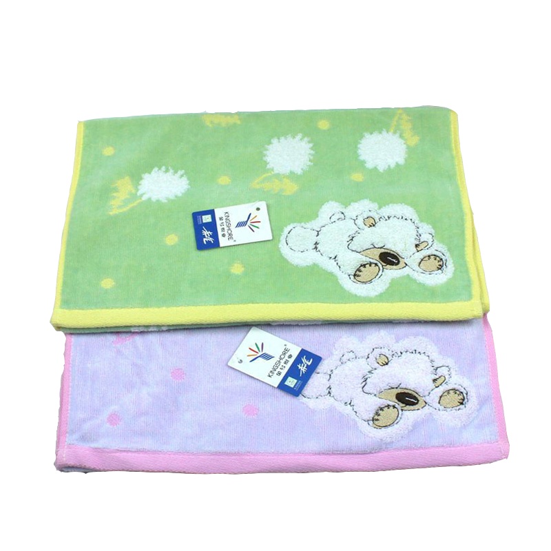 金号纯棉 T1180WH儿童毛巾 宝宝小毛巾 纯棉印花柔软吸水亲肤 卡通小动物款60x33cm 单条