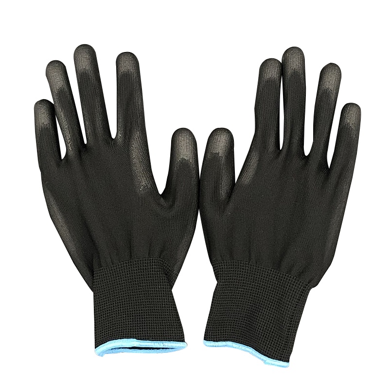 海斯迪克 HK-784 黑色防静电浸胶浸掌涂胶掌 pu涂层尼龙13针涤纶 防滑手套 手部防护 L码/10副