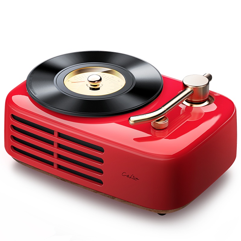 酷开(coocaa)Live-time便携迷你无线蓝牙音箱 复古留声机仿古收音机2.0双声道音响(中国红)