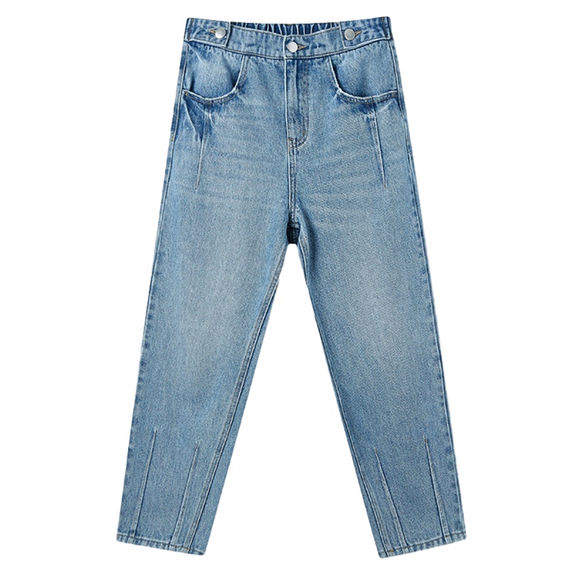 拉夏贝尔宽松阔腿直筒牛仔裤秋季新款学生韩版裤子休闲ins九分裤