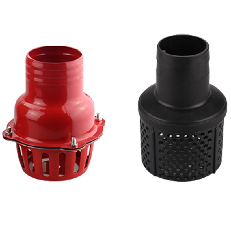 汽油机水泵配件塑料2寸3寸4寸清水过滤器水泵底阀阿斯卡利花篮铁滤网龙头4寸铁底阀[红色]