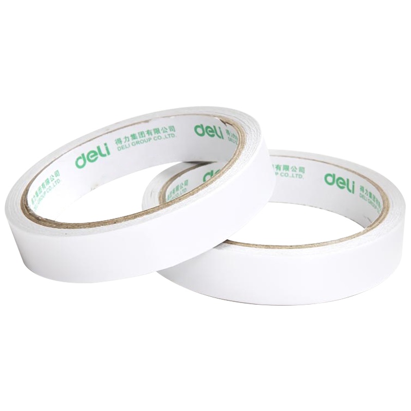 得力(deli)30402棉纸双面胶带16卷/袋 18mm*10y 双面胶两面胶 办公家用手工胶带 隐形粘胶胶纸