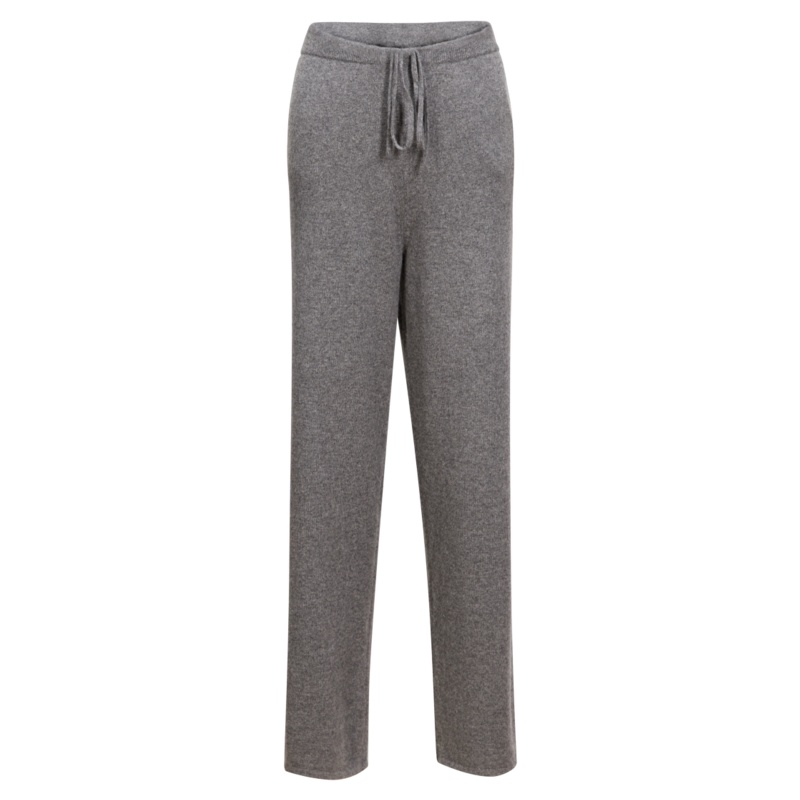 鄂尔多斯1980 通勤百搭女士针织长裤腰部系带羊绒