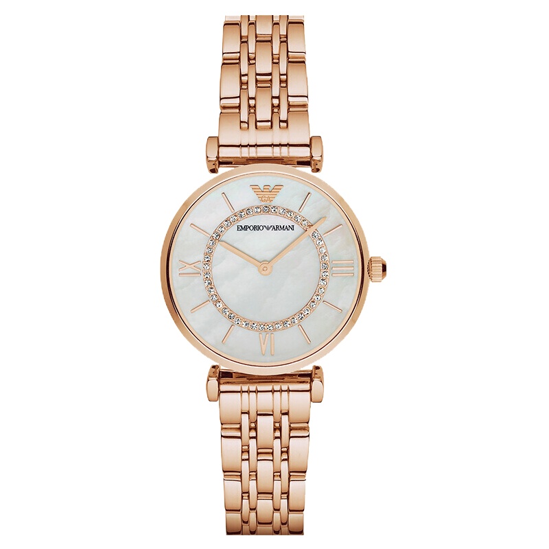 美国 Armani阿玛尼 女士手表 经典时尚优雅镶钻女士手表石英腕表 佟丽娅同款金色摩天轮AR1909 单个价