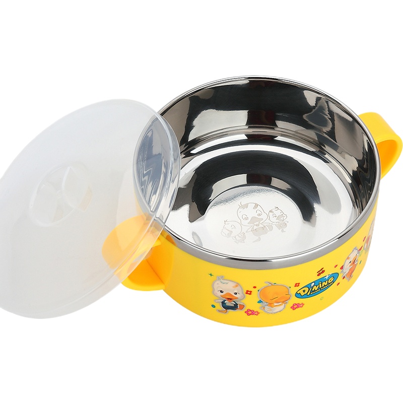 企购优品 美厨(maxcook)304不锈钢碗 双耳练习碗230ml 双层隔热 MC7732-A 带盖 防烫 耐摔