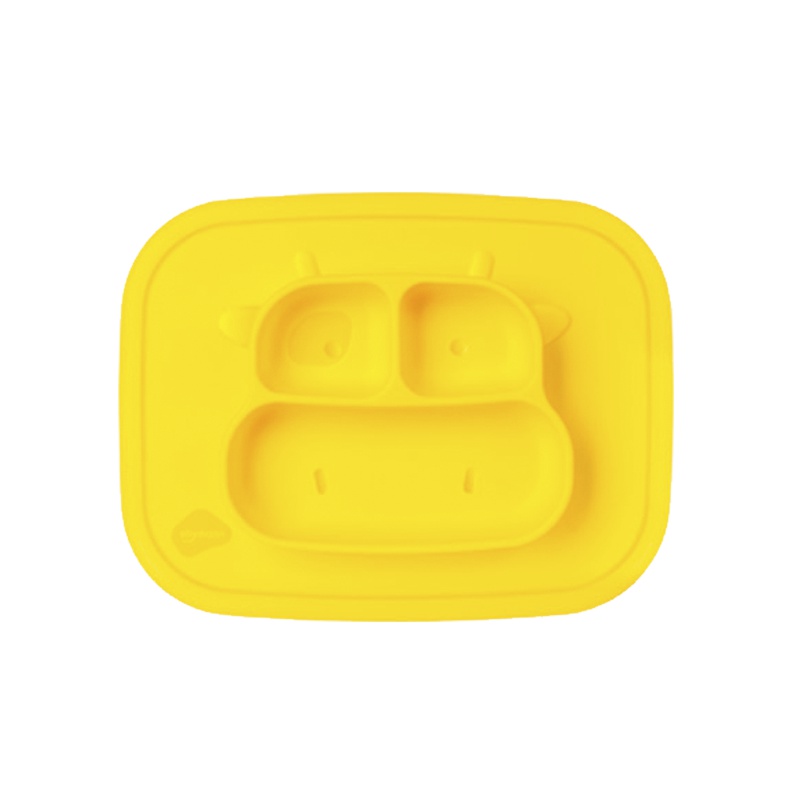 思利满Sillymann 儿童一体式宝宝餐盘 分格防摔防滑 黄色 铂金硅胶