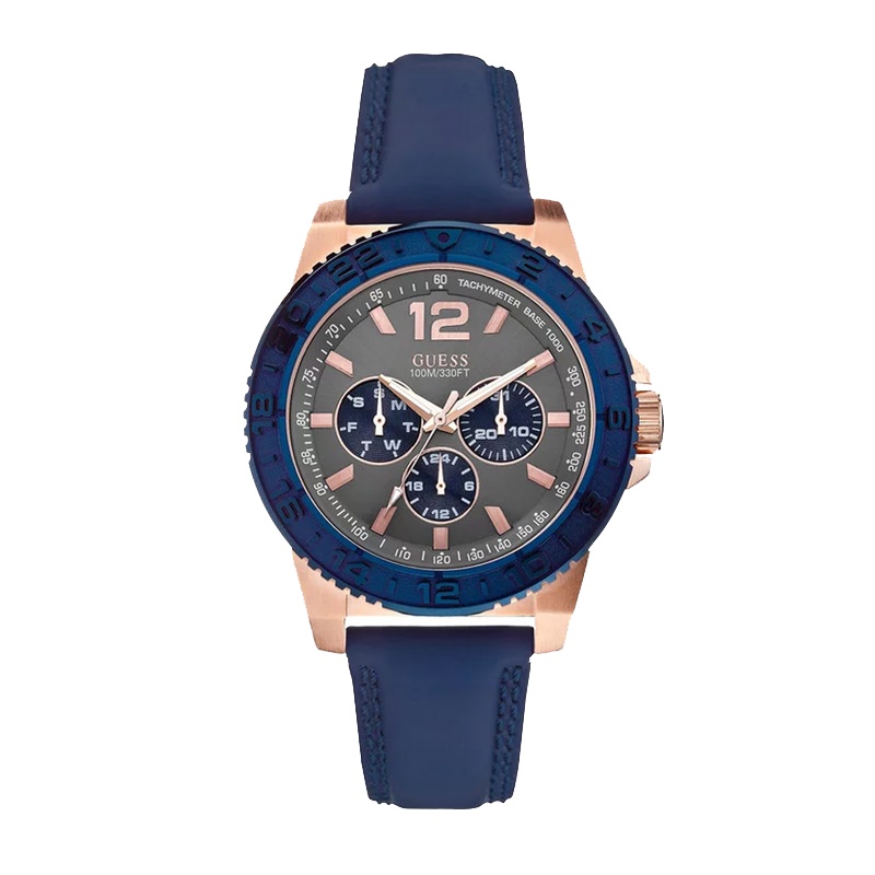 盖尔斯(GUESS)时尚潮流系列简约休闲三眼多功能皮带石英男士手表W0242G3