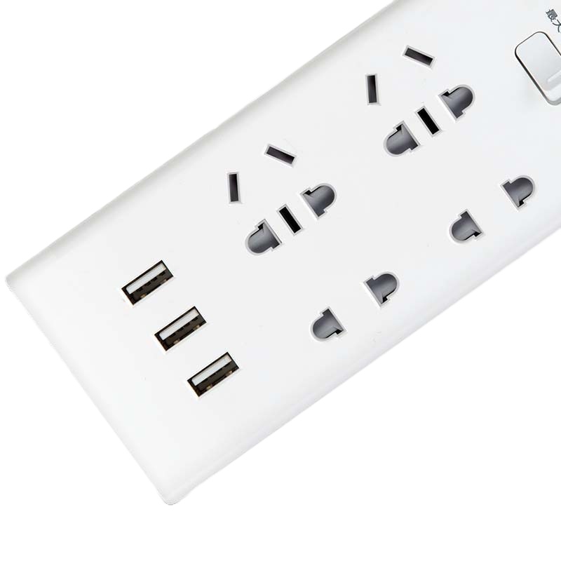 【精选】得力(deli)18281 智能USB插座 插线板/插排/排插/ 3usb接口 2组合孔+2双孔全长2米带保护门