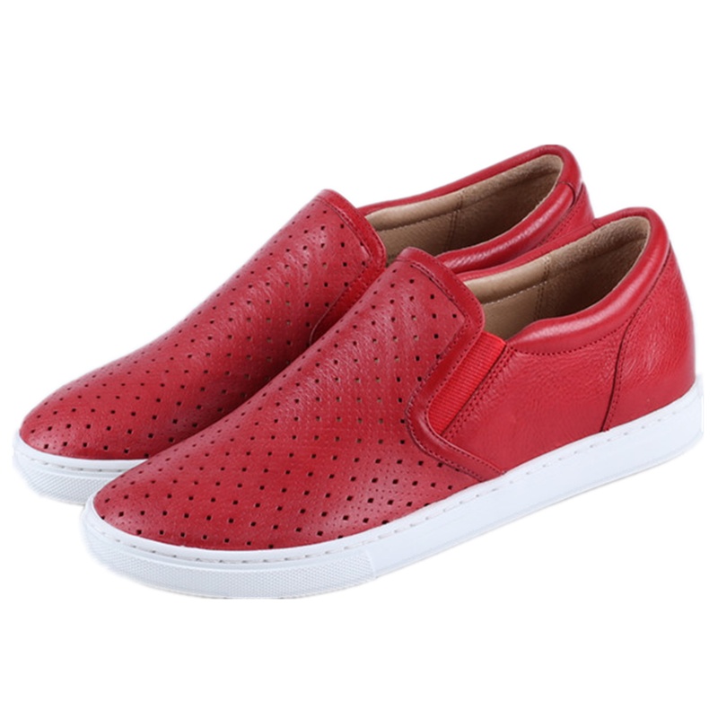 LUCA STEFANI/联胜美A21822A牛皮革冲孔透气内增高舒适休闲女鞋