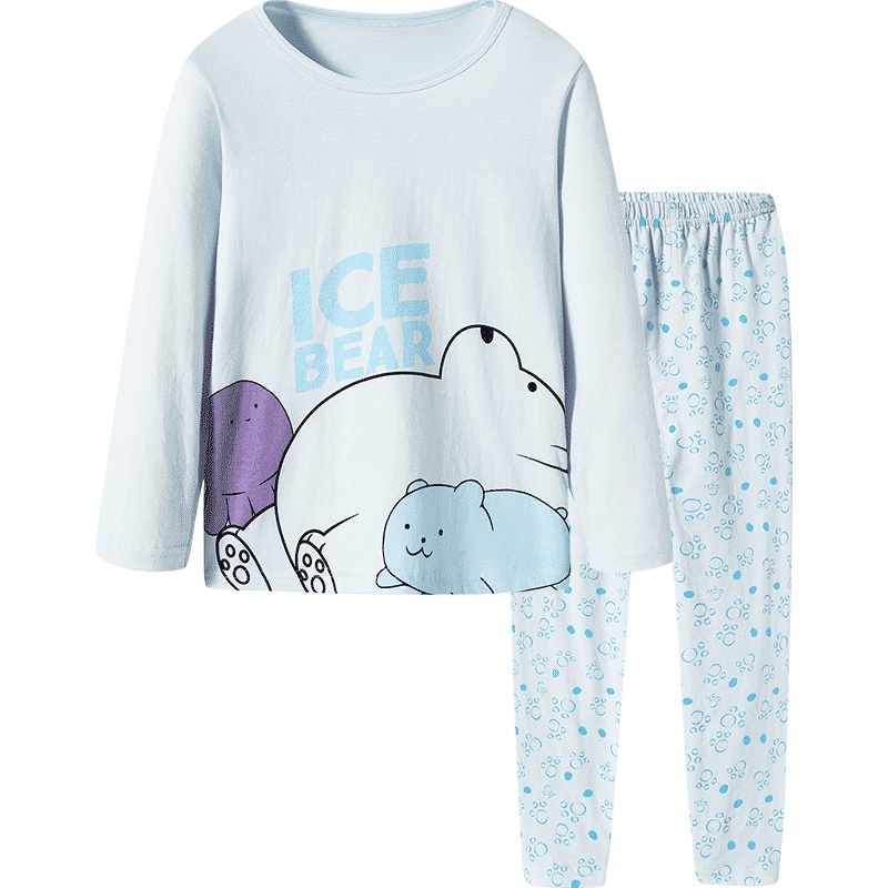 三枪舒肤超柔薄棉男童萌系圆领长袖内衣套