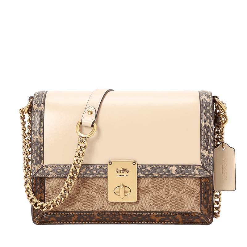 COACH 蔻驰 HUTTON 口盖包 金属方扣 老花拼皮 C2584