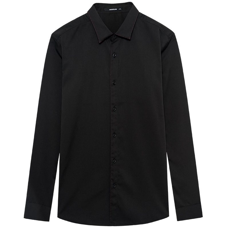 莫畏男装2018春季男士长袖衬衫修身舒适免烫商务波点男衬衣