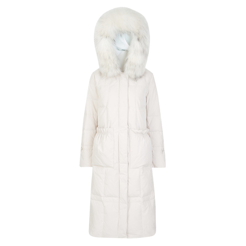 高梵羽绒服女中长款时尚大毛领2019新款白鸭绒百搭加厚冬季外套潮