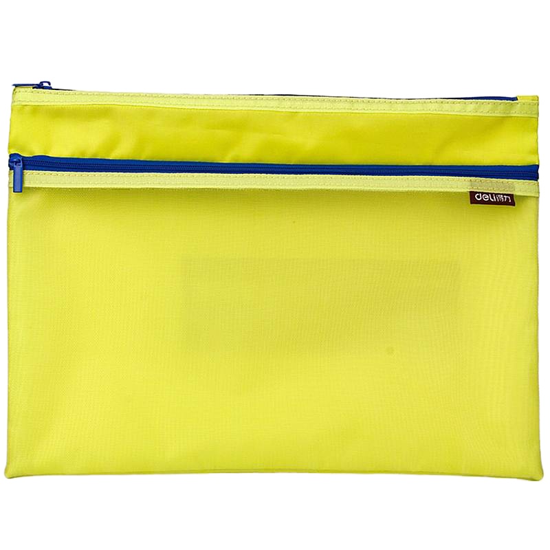 得力5843拉链袋(浅蓝)加厚文件 袋透明网格拉链袋 公文档案袋 资料袋 办公用品