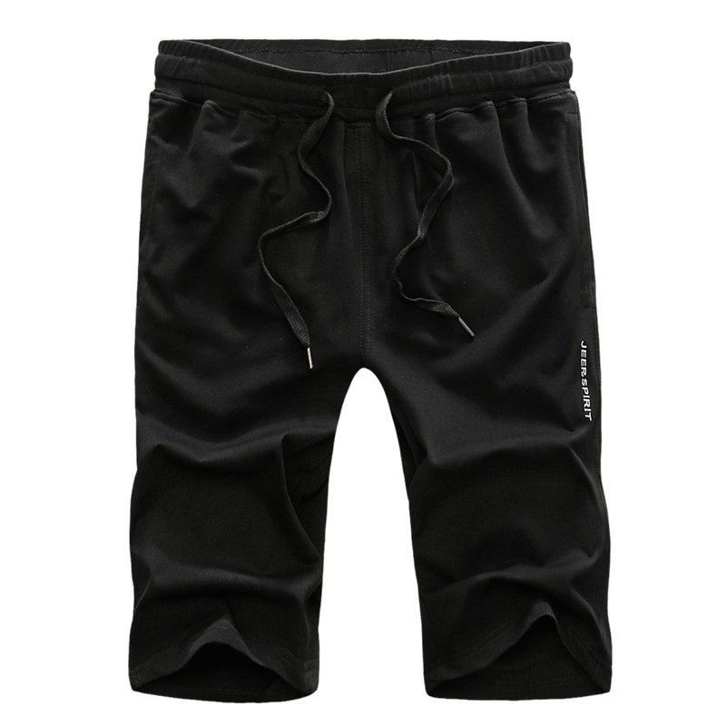 JEEP/吉普男装2019夏季新款休闲短裤纯色简约款系带松紧腰五分裤