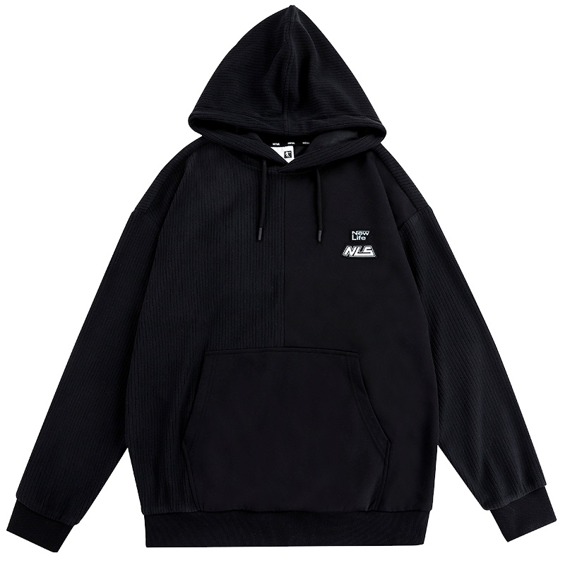 乔丹卫衣男国潮2022秋季新款长袖拼接灯芯绒上衣连帽休闲运动服男运动卫衣