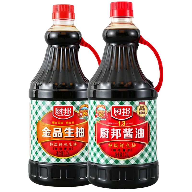 厨邦酱油组合 (厨邦酱油生抽1.25L+金品生抽1.25L)