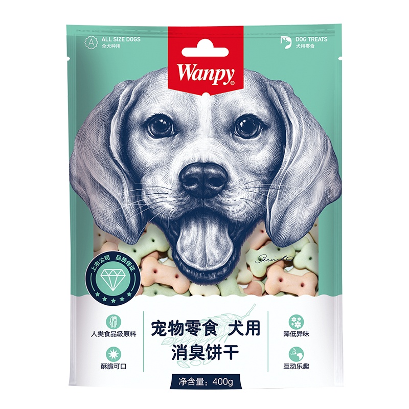 顽皮Wanpy宠物零食犬用消臭饼干400g