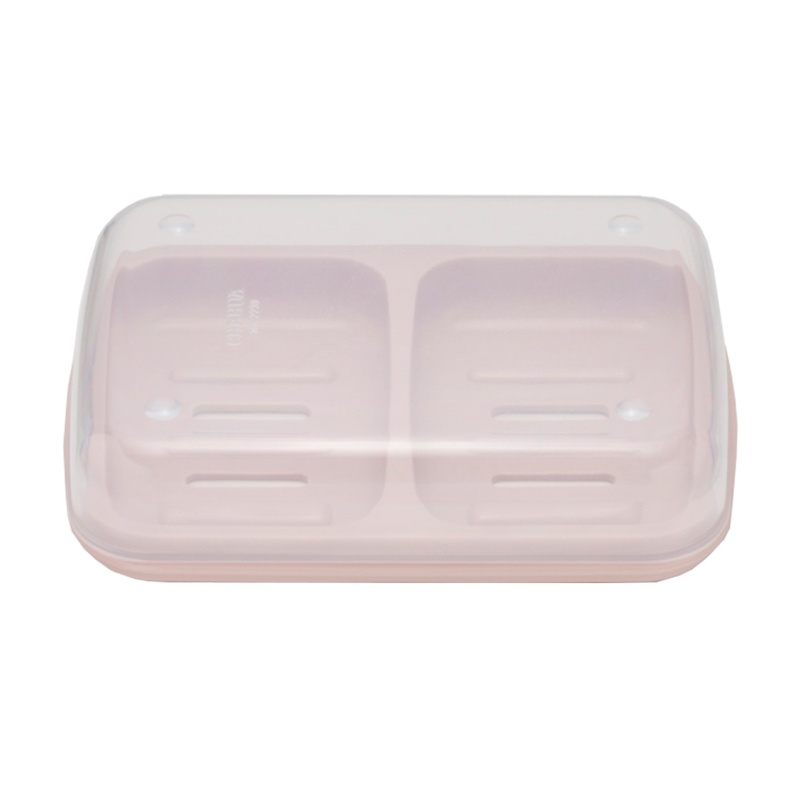 茶花双格肥皂盒带盖大号家用沥水创意学生宿舍便携洗衣双层香皂盒