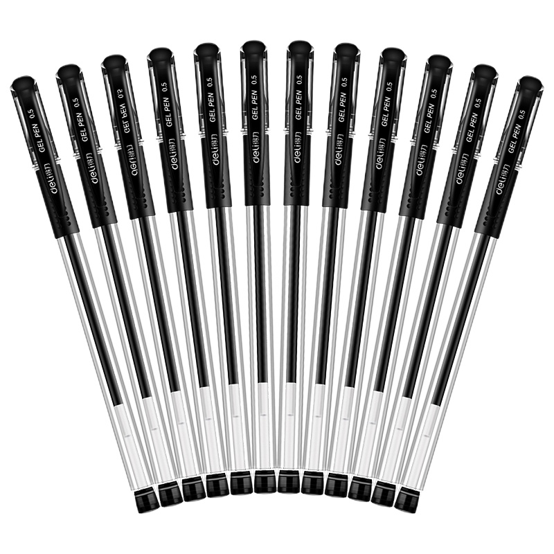 得力6600中性笔0.5mm (黑)12支/盒 碳素水笔 签字笔 办公笔 中性笔