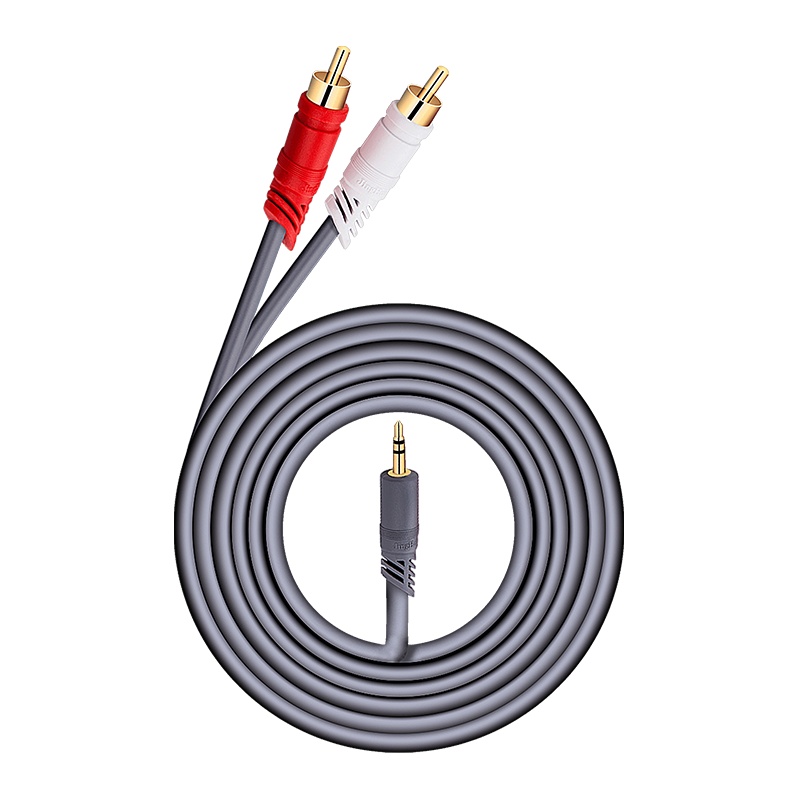 晶华 一分二音频线 3.5mm转双莲花头2rca插头手机电脑连接功放音箱音响通用低音炮连接转接线1.5米灰色 A220E