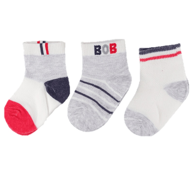 巴布豆配饰儿童纯棉袜子夏季运动网眼袜男女童婴儿中筒袜子宝宝袜子三双装0-12月、12-24月、2-4岁、4-7岁