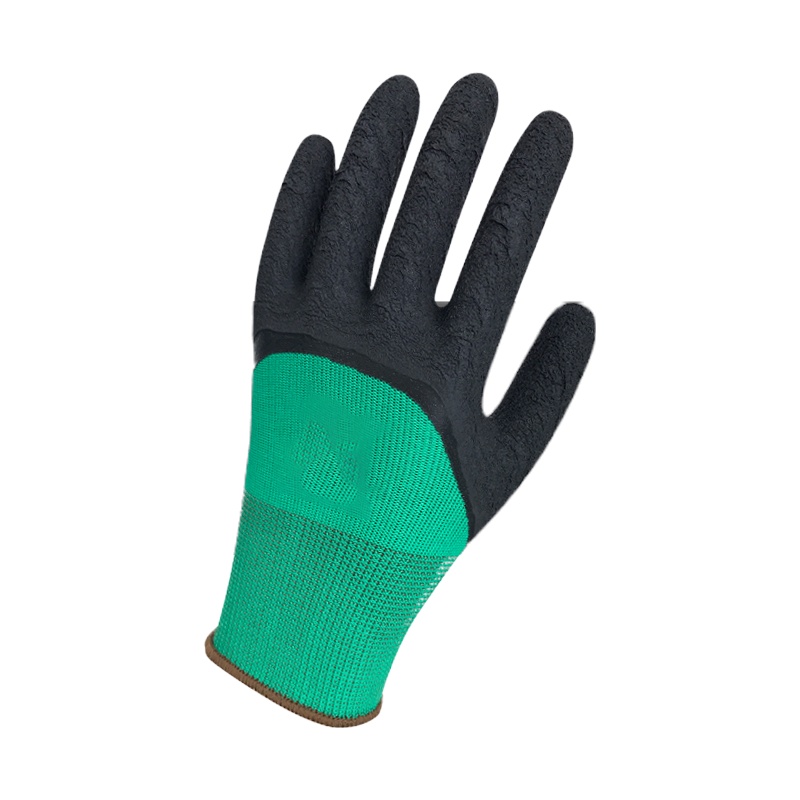 星宇(XING YU) 浸胶皱纹劳保手套 #300 L108 L码 黄绿色 一付装