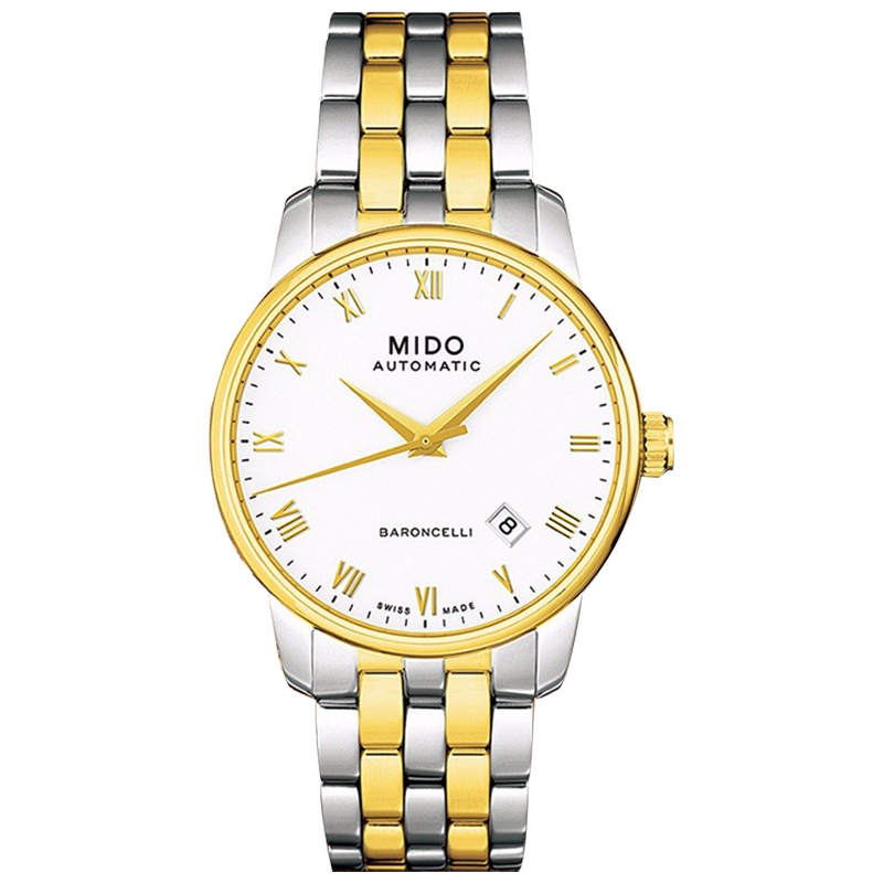 美度(MIDO)手表 瑞士原装进口贝伦赛丽系列全自动机械间金色钢带商务男表 M8600.9.26.1