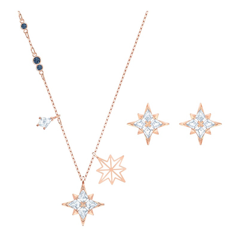 SWAROVSKI/施华洛世奇 雪花八角星星项链耳钉套装 女士人造水晶 送恋人5517178