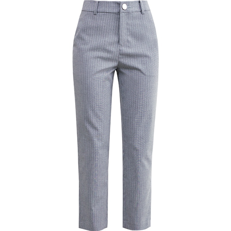 娅丽达女裤2019夏季新款九分直筒裤女高腰宽松职业西裤薄款烟管裤I2603