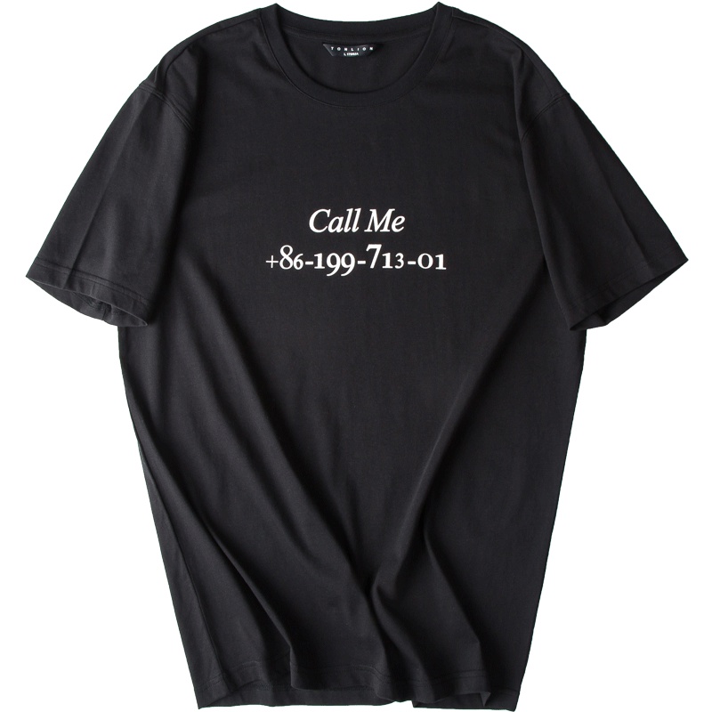 唐狮2019夏装新款情侣装T恤男女白色圆领宽松韩版电话趣味学生潮