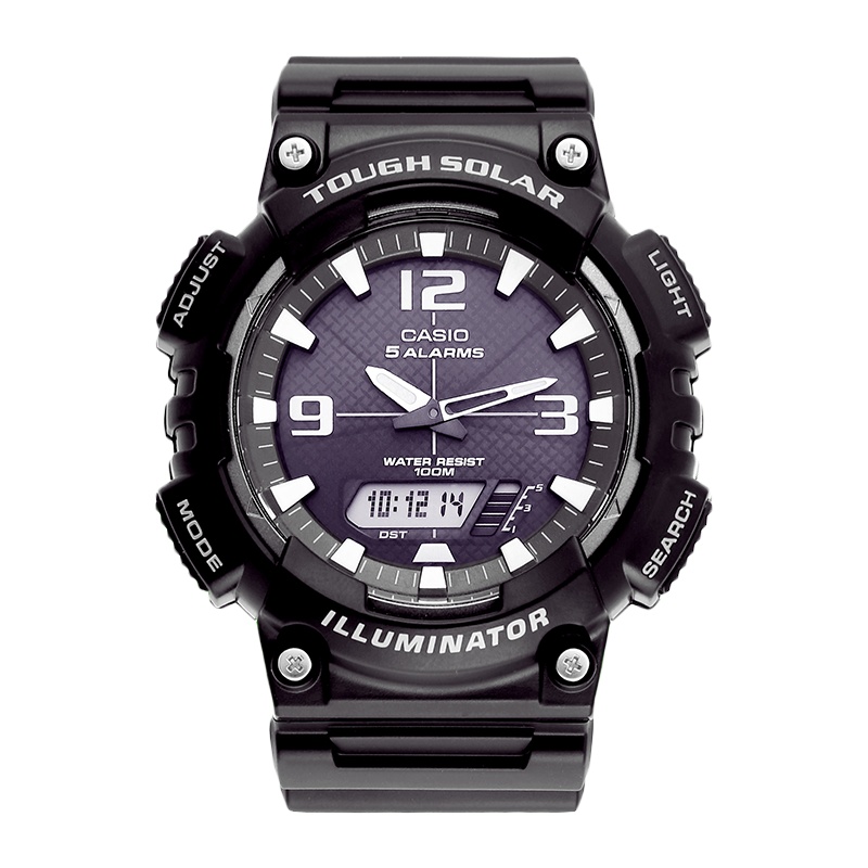 卡西欧(CASIO)手表男 太阳能运动防水双显夜光石英表男表男士手表 AQ-S810W-1A
