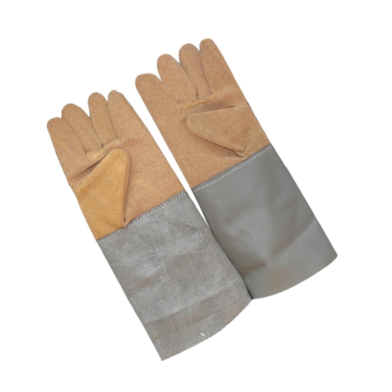 长皮电焊手套 加长耐磨耐高温 单付装--(付) 焊接劳保电焊工常用 阻燃防火花飞溅 长皮手套